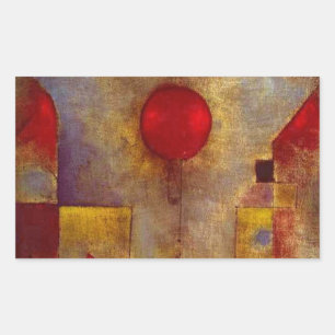 Paul Klee Rode Ballon Abstracte Kleurrijke Kunst Rechthoekige Sticker