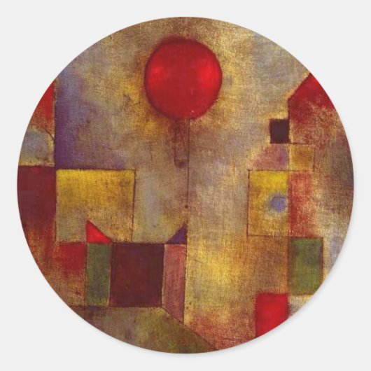 Paul Klee Rode Ballon Abstracte Kleurrijke Kunst Ronde Sticker (Voorkant)