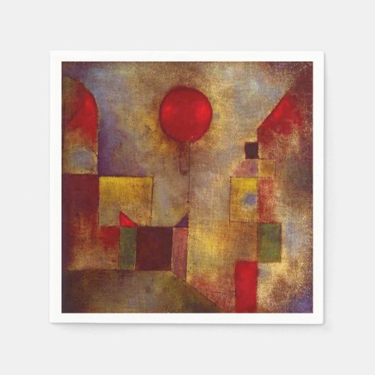 Paul Klee Rode Ballon Abstracte Kleurrijke Kunst Servet (Voorkant)