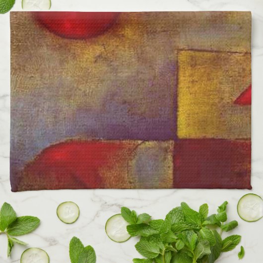 Paul Klee Rode Ballon Abstracte Kleurrijke Kunst Theedoek (Gevouwen)