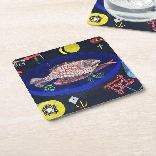 Paul Klee rond de vis Kartonnen Onderzetters (Schuin)