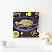 Paul Klee schilderij, Aroundfish Vierkante Klok (Huis)