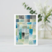 Paul Klee schilderij, "Eerste huis in een nederzet Briefkaart (Staand voorkant)