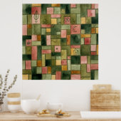 Paul Klee Style Mosaic Garden Folk Art Print (Keuken)