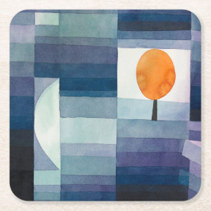 Paul Klee Voorbode van Herfst Blauwe Moderne Abstr Kartonnen Onderzetters