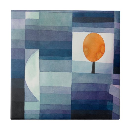 Paul Klee Voorbode van Herfst Blauwe Moderne Abstr Tegeltje (Voorkant)