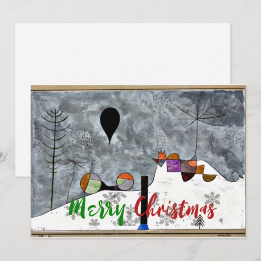 Paul Klee - Winter, abstract art Christmas Feestdagenkaart (Voorkant / Achterkant)