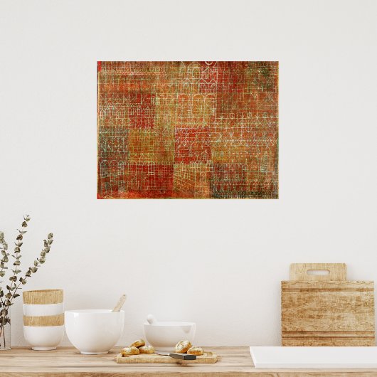 Paul Klee's abstracte schilderij, kathedraal, Poster (Keuken)