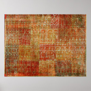 Paul Klee's abstracte schilderij, kathedraal, Poster