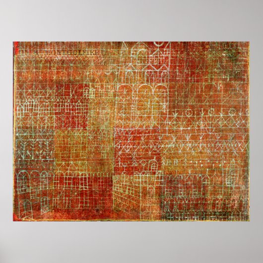 Paul Klee's abstracte schilderij, kathedraal, Poster (Voorkant)
