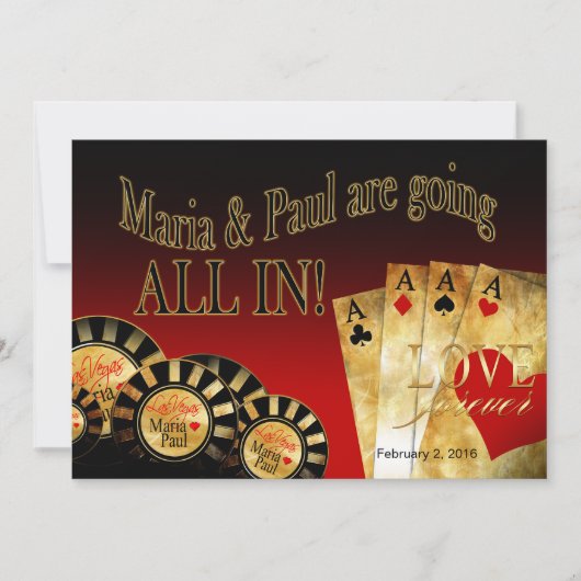 Paul Las Vegas Deluxe bruiloft | rood zwart goud Kaart (Voorkant)