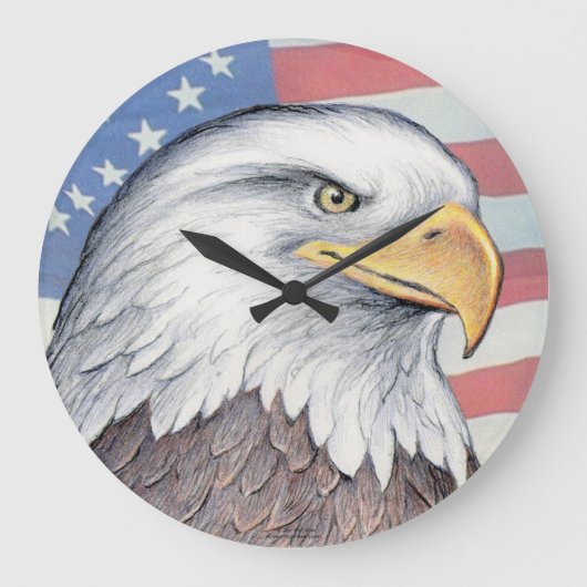 Paul McGehee "American Bald Eagle" Clock (groot) Grote Klok (Voorkant)
