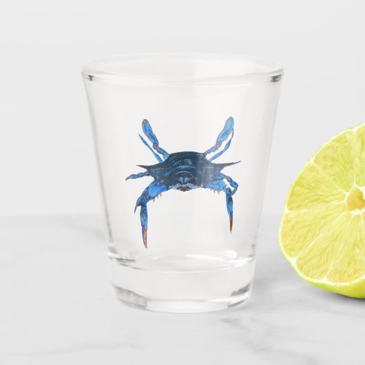 Paul McGehee Blue Crab Shot Glass Glas (Voorkant)