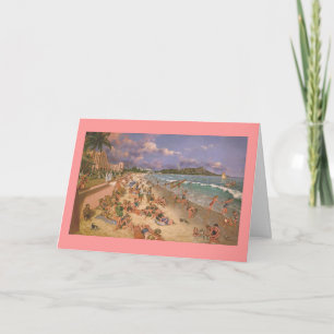 Paul McGehee "Het strand bij Waikiki" Kerst Kaart