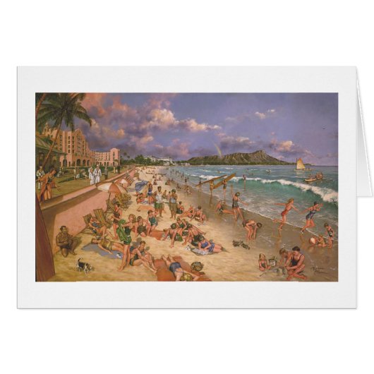 Paul McGehee "On the Beach at Waikiki Card" (Voorkant Horizontaal)