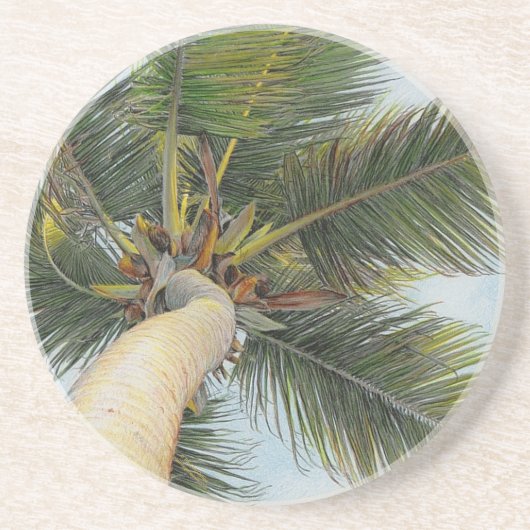 Paul McGehee "Palm Tree" Sandstone Drink Coasters Zandsteen Onderzetter (Voorkant)