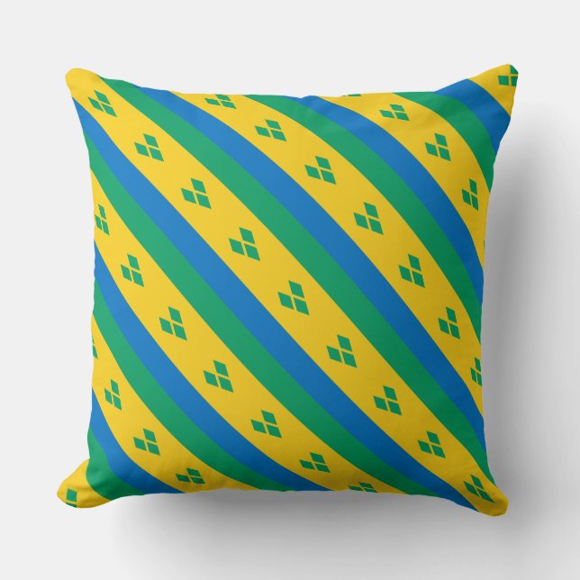 Paul McGehee "St.Vincent & Grenadines Flag" Pillow Kussen (Voorkant)