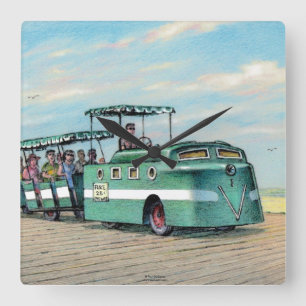 Paul McGehee "The Boardwalk Train"-klok Vierkante Klok