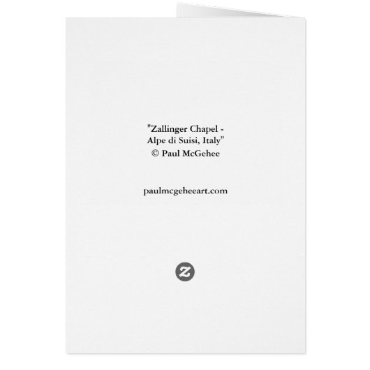 Paul McGehee "Zallinger Chapel" Kaart (Achterkant)