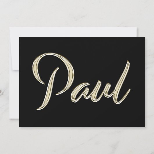 Paul Name white gold Handwriting Karte Kaart (Voorkant)