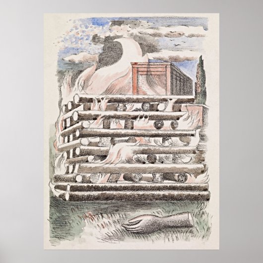 Paul Nash Funeral Pyre Poster – Retro Elegantie (Voorkant)