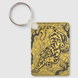 Paul Ranson antieke Art Nouveau gele tijgerprint Sleutelhanger
