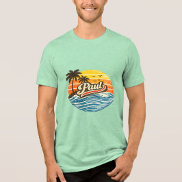 Paul Retro Zonsondergang Naam Ontwerp Tri-Blend Shirt