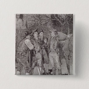 Paul Revere in Lexington Vierkante Button 5,1 Cm