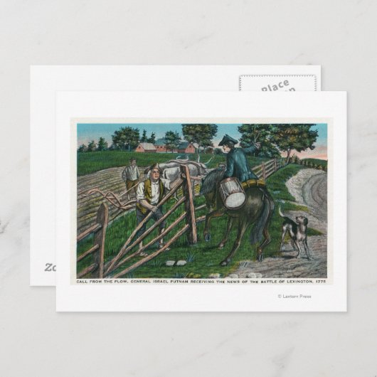 Paul Revere Informing Gen. Israël Putnam Briefkaart (Voorkant / Achterkant)