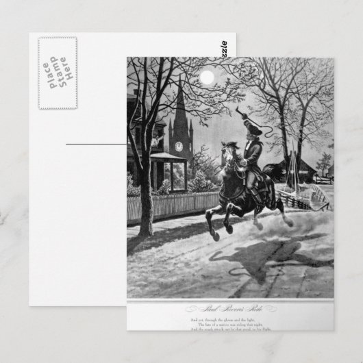 Paul Revere's Ride.  1775_Oorlog Afbeelding Briefkaart (Voorkant / Achterkant)