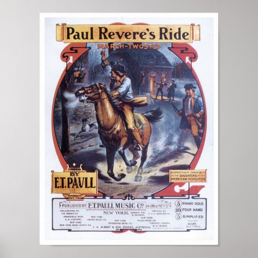 Paul Revere's Ride  Songbook Hoesje Poster (Voorkant)