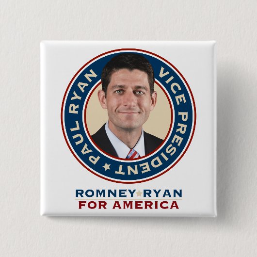 Paul Ryan 2012 Square Campaign Button (Voorkant)