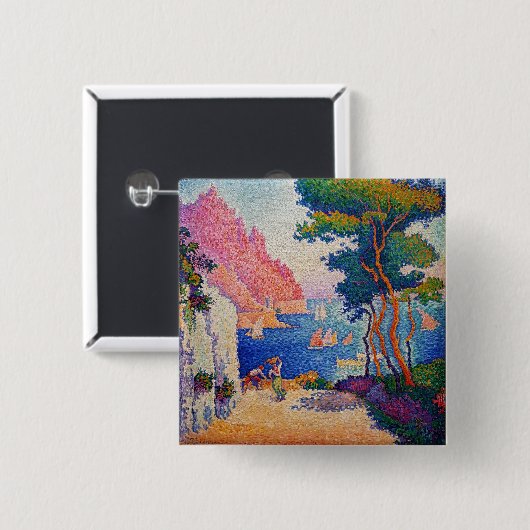 Paul Signac - Capo di Noli Vierkante Button 5,1 Cm (Voorkant /achterkant)