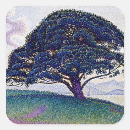 Paul Signac - De Bonaventure-pijnboom Vierkante Sticker (Voorkant)