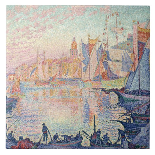 Paul Signac - De haven van Saint-Tropez Tegeltje (Voorkant)