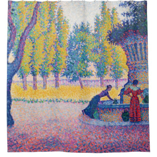 Paul Signac - Fountain des Lices, Saint-Tropez Douchegordijn (Voorkant)