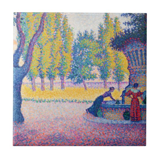 Paul Signac - Fountain des Lices, Saint-Tropez Tegeltje (Voorkant)
