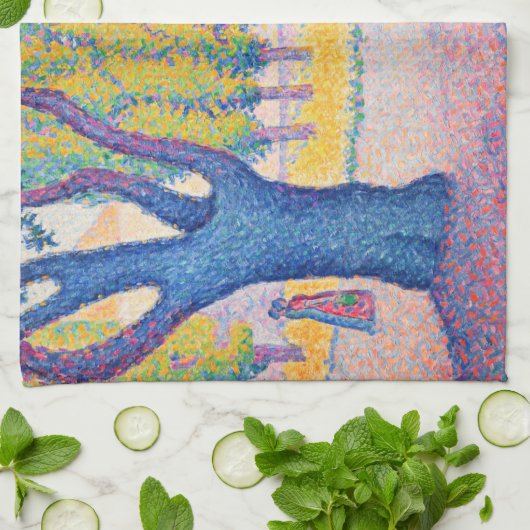 Paul Signac - Fountain des Lices, Saint-Tropez Theedoek (Gevouwen)