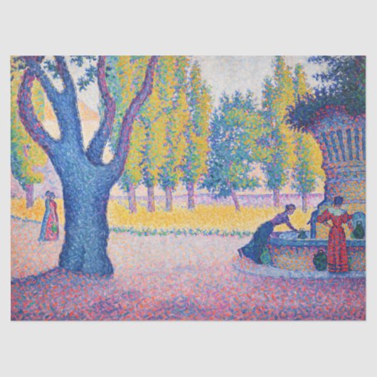 Paul Signac - Fountain des Lices, Saint-Tropez Tissuepapier (Voorkant)
