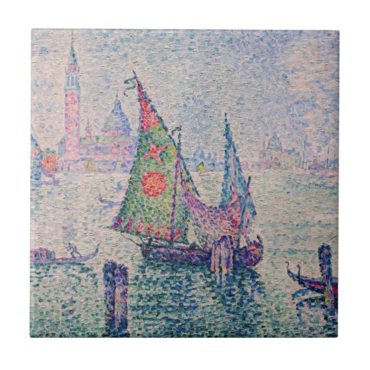 Paul Signac - Het groene zeil Tegeltje (Voorkant)