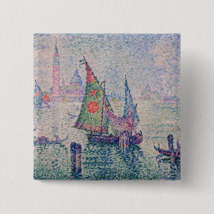 Paul Signac - Het groene zeil Vierkante Button 5,1 Cm