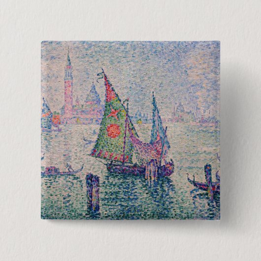 Paul Signac - Het groene zeil Vierkante Button 5,1 Cm (Voorkant)