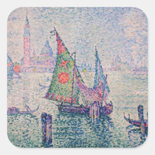 Paul Signac - Het groene zeil Vierkante Sticker (Voorkant)