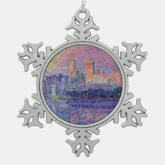 Paul Signac - Het Papal Palace, Avignon Tin Sneeuwvlok Ornament (Voorkant)