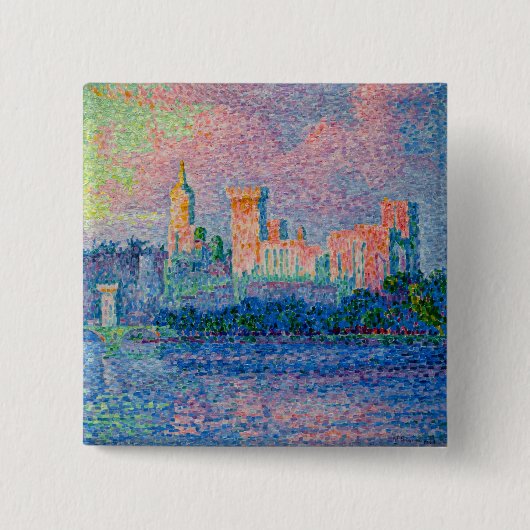 Paul Signac - Het Papal Palace, Avignon Vierkante Button 5,1 Cm (Voorkant)