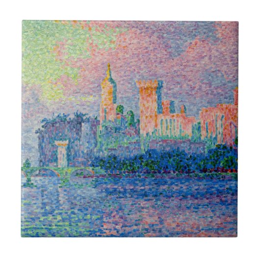 Paul Signac - Het Pauselijk Paleis, Avignon Tegeltje (Voorkant)
