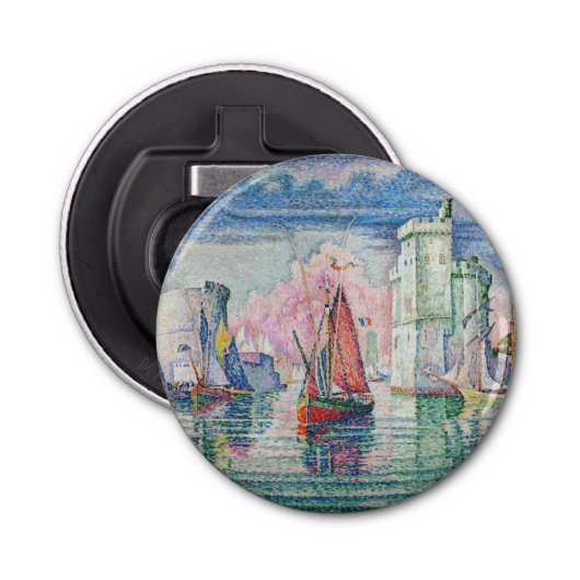 Paul Signac - Intrede van La Rochelle Harbour Button Flesopener (Voorkant)