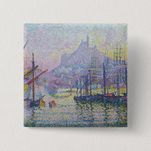 Paul Signac - Notre-Dame-de-la-Garde, Marseille Vierkante Button 5,1 Cm