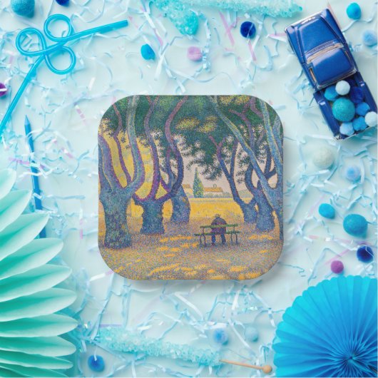 Paul Signac - Place des Lices, Saint-Tropez Papieren Bordje (Feest)