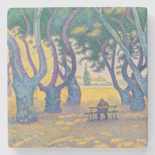 Paul Signac - Place des Lices, Saint-Tropez Stenen Onderzetter (Voorkant)